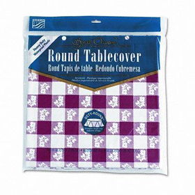 Creative Converting 41188 - Plastic Tablecovers, Red Gingham Pattern, 82 Round