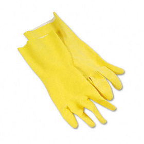 Galaxy 242L - Flock-Lined Latex Cleaning Gloves, Large, Yellow, Dozen