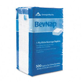 Georgia Pacific 96019 - Beverage Napkins, Single-Ply, 9-1/2 x 9-1/2, White, 4000/Cartongeorgia 