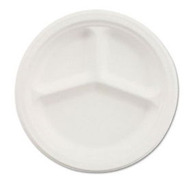 Chinet VESTRYCT - Paper Dinnerware, 3-Compartment Plate, 10-1/4 Diameter, White, 500/Carton