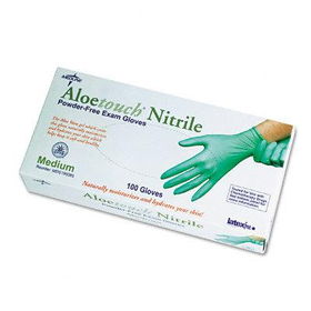 Medline MDS195085 - Aloetouch Disposable Powder-Free Nitrile Exam Gloves, Medium, 100 per Box
