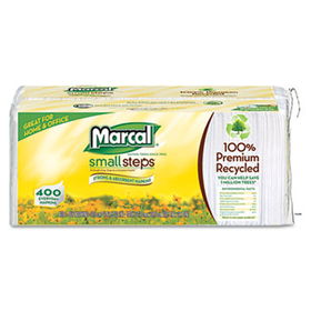 Marcal Small Steps 6506 - 100% Premium Recycled Luncheon Napkins,12-1/2 x 11-2/5, White, 2400/Carton