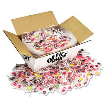 Office Snax 00004 - Lick Stix Suckers, Seven Assorted Fruit Flavors, 1440/Carton