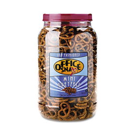 Office Snax 00661 - Pretzel Assortment Old Fashioned Mini-Pretzel Twists, 24 oz. Plastic Canister