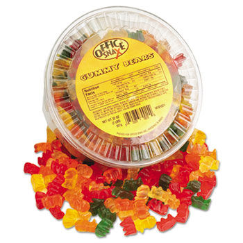 Office Snax 70015 - Gummy Bears, Assorted Flavors, 2 lb/Tub