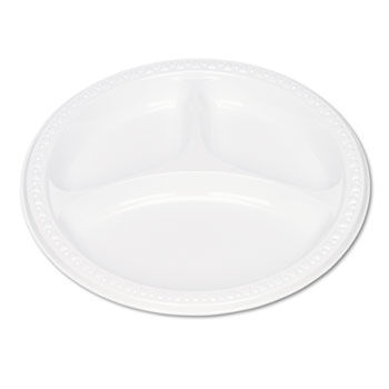 Tablemate 19644WH - Plastic Dinnerware, Compartment Plates, 9 Diameter, White, 125/Packtablemate 