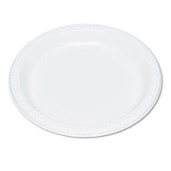 Tablemate 9644WH - Plastic Dinnerware, Plates, 9 Diameter, White, 125/Pack