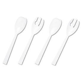 Tablemate W95PK4 - Table Set Plastic Serving Forks & Spoons, White, 2/Pack, 12 Packs/Box