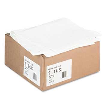 Tatco 31108 - Paper Table Cover, Embossed, w/Plastic Liner, 54 x 108, White, 20/Carton