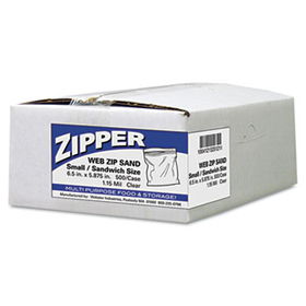 Handi-Bag ZIPSAND - Recloseable Zipper Seal Sandwich Bags, 1.15 mil, 6.5 x 5.875, Clear, 500/Carton