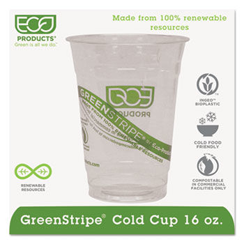 Eco-Products EPCC16GS - GreenStripe Renewable Resource Compostable Cold Drink Cups, 16 oz, Clr, 1000/Ctneco 