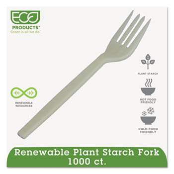 Eco-Products EPS002 - Plant Starch Fork, Cream, 1000/Carton