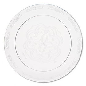 Tablemate PW2520 - Plastic Dinnerware, Plates, 7-1/2 Diameter, Scroll, Clear, 25/Pack