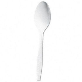 Boardwalk MWSW3006 - Heavyweight Plastic Cutlery, Teaspoon, Medium-Length, White, 300/Pack