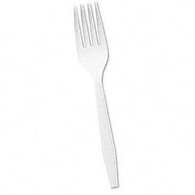 Boardwalk MWFW3006 - Heavyweight Plastic Cutlery, Fork, Medium-Length, White, 300/Packboardwalk 