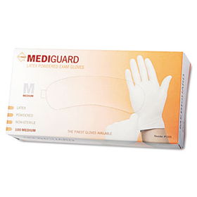 Medline MG1205 - MediGuard Powdered Latex Exam Gloves, Medium, 100/Box