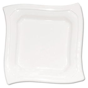 Boardwalk PI410W2020 - Heavy-Duty Plastic Plates, Square, 10-1/4, White, 20/Pack