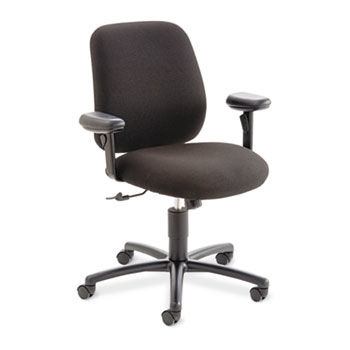 24-Hour Task Series Swivel/Tilt Chair w/Adjustable Arms, Black Olefinhon 