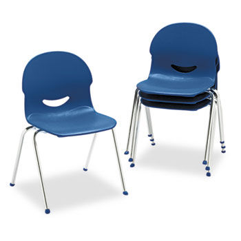 IQ Series Stack Chair, 17-1/2"" Seat Height, Navy/Chrome, 4/Cartonvirco 