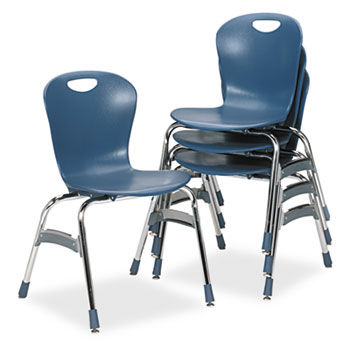 Zuma Ergonomic Stack Chair, 18"" High Bucket Seat, Blueberry, 4/Carton