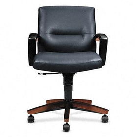 HON 5002NSS11 - 5000 Series Park Avenue Managerial Mid-Back Chair, Mahogany/Black Leather