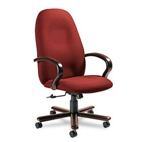 Global 49464TMMIM52 - Enterprise High-Back Tilt Chair, 26-1/2 x 27 x 47-1/2h, Burgundy/Tiger Mahogany