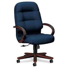 HON 2191NNT90 - 2190 Pillow-Soft Wood Series Executive High-Back Chair, Mahogany/Mariner