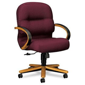 HON 2192MNT69 - 2190 Pillow-Soft Wood Series Mid-Back Chair, Wine/Medium Oak