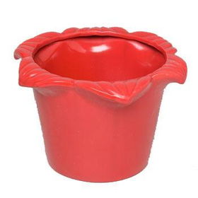 Red Round Ceramic Flower Pot 6In. Case Pack 24