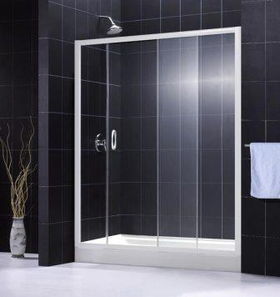 Infinity Shower Door Clear Glass White Finish