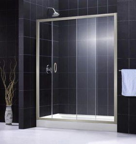Infinity Shower Door Clear Glass Brushed Nickel Finish