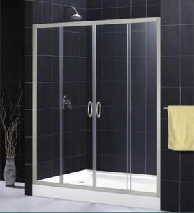 Visions Shower Door Clear Glass Brushed Nickel Finishvisions 