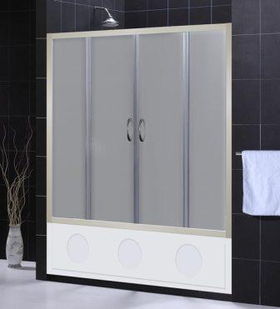 Visions Tub Door Frosted Glass Brushed Nickel Finish