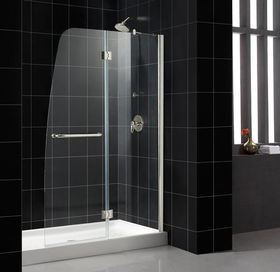 Aqua Shower Door Clear Glass Brushed Nickel Finish