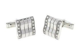 Mens Cubic Zirconia Sterling Silver Cufflinks