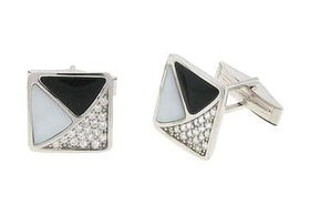 Mens Cubic Zirconia Sterling Silver Cufflinks