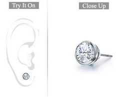 Mens Platinum : Bezel Set Round Diamond Stud Earring - 0.25 CT. TW.