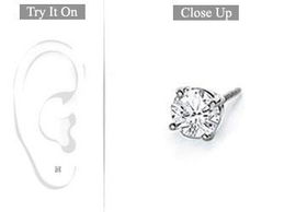 Mens 14K White Gold : Round Diamond Stud Earring - 0.15 CT. TW.mens 