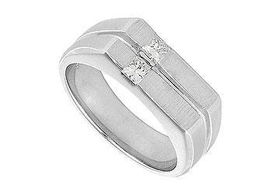 Mens Diamond Ring : 14K White Gold - 0.40 CT Diamonds - Ring Size 9.5mens 