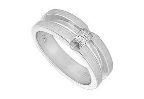 Mens Diamond Ring : 14K White Gold - 0.33 CT Diamonds - Ring Size 9.5mens 