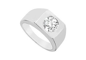 Mens Diamond Ring : 14K White Gold - 0.25 CT Diamonds - Ring Size 9.0