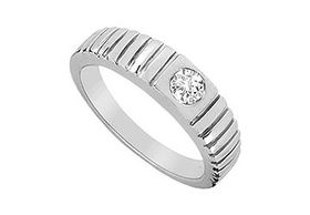 Mens Diamond Ring : 14K White Gold - 0.25 CT Diamonds - Ring Size 9.0