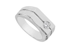 Mens Diamond Ring : 14K White Gold - 0.25 CT Diamonds - Ring Size 9.0