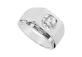 Mens Diamond Ring : 14K White Gold - 0.25 CT Diamonds - Ring Size 9.0