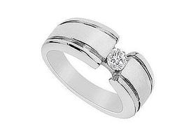 Mens Diamond Ring : 14K White Gold - 0.50 CT Diamonds - Ring Size 9.0mens 