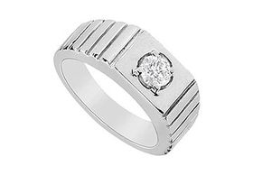 Mens Diamond Ring : 14K White Gold - 0.25 CT Diamonds - Ring Size 9.0mens 