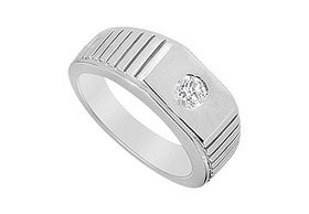 Mens Diamond Ring : 14K White Gold - 0.25 CT Diamonds - Ring Size 9.0mens 