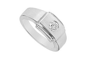 Mens Diamond Ring : 14K White Gold - 0.25 CT Diamonds - Ring Size 9.0