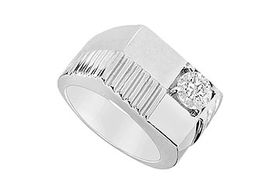 Mens Diamond Ring : 14K White Gold - 0.25 CT Diamonds - Ring Size 9.0