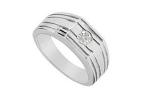 Mens Diamond Ring : 14K White Gold - 0.25 CT Diamonds - Ring Size 9.0